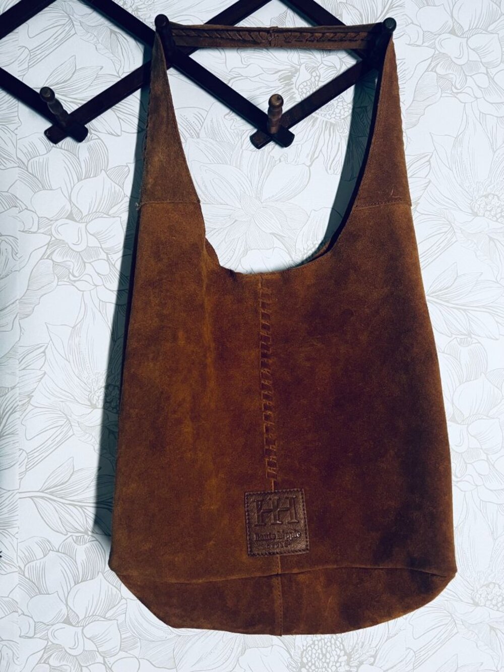 Haute Hippie Brown Suede Leather Tote Bag With Magnetic Closure